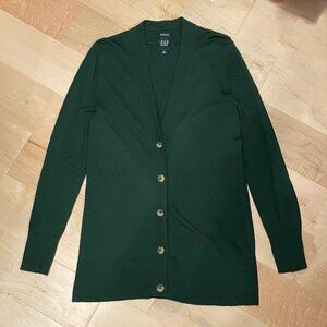 EUC Gap 100% Merino Wool Cardigan Forest Green Large
